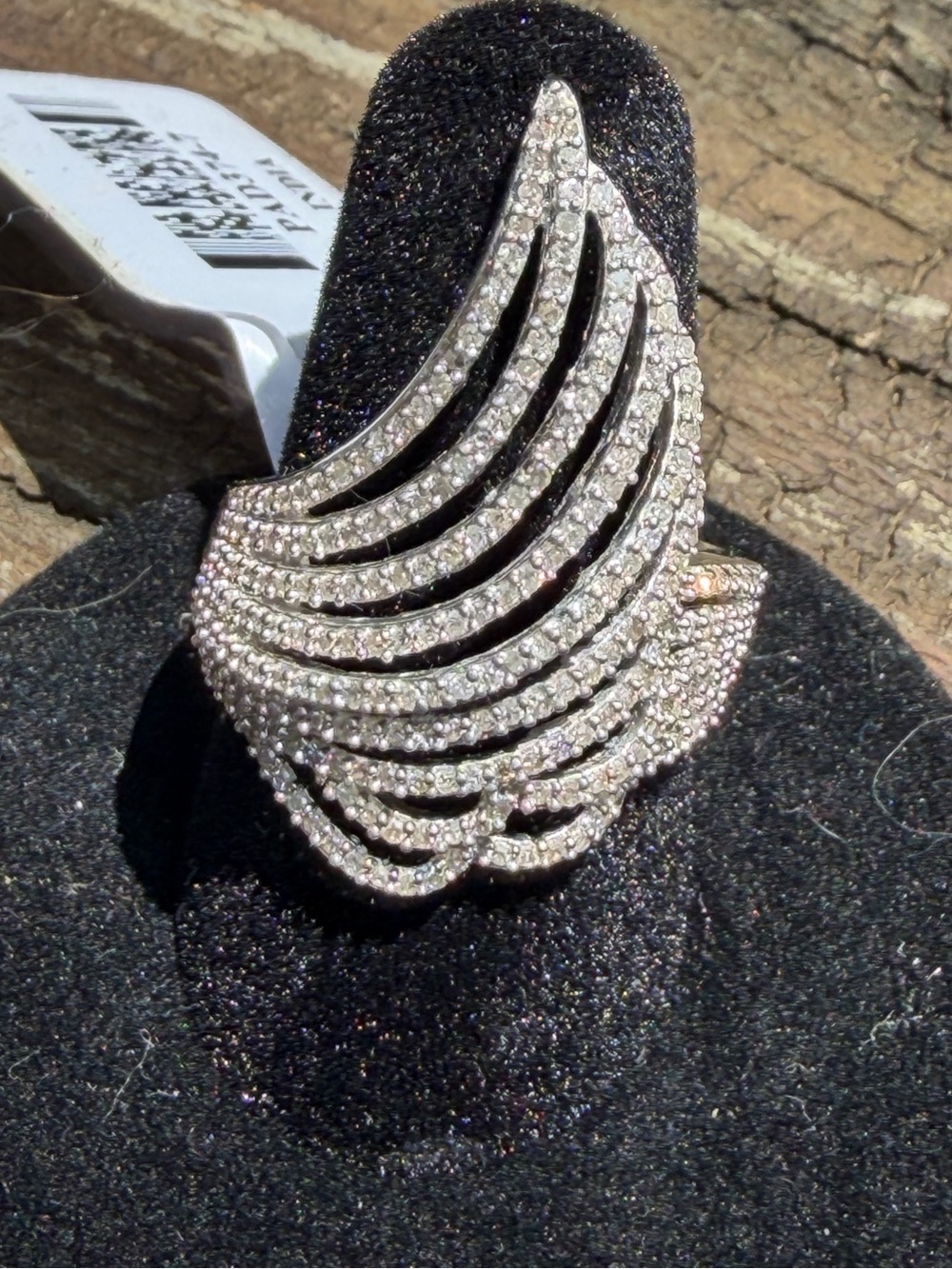 Rhodium over 925 SS & Diamond Angel Wing Ring